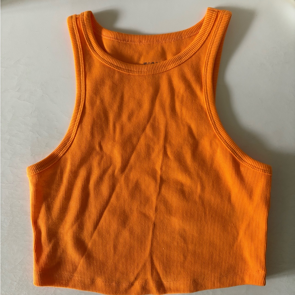 H&M Orange Fitted Crop Tank Top
